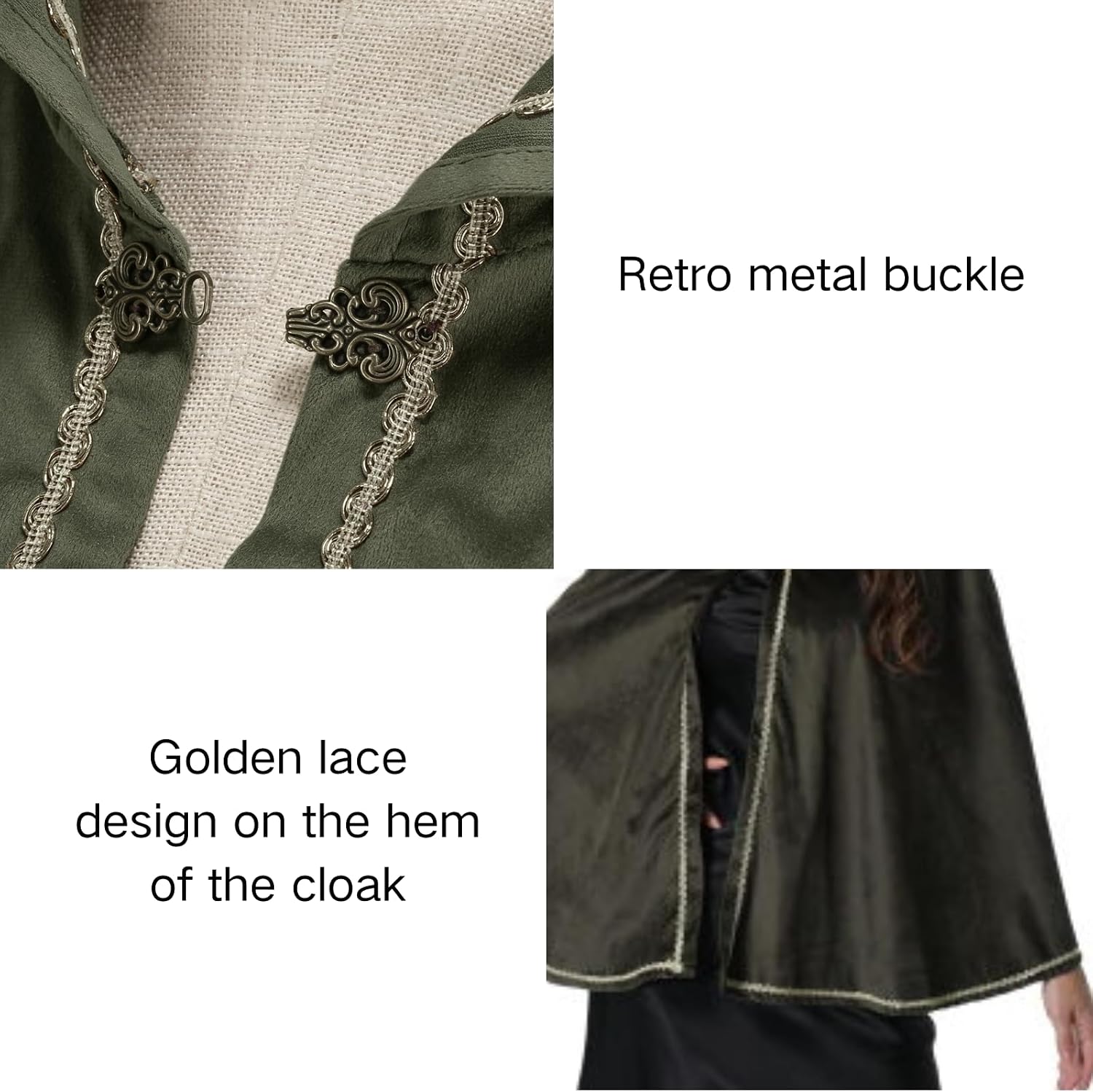 Womens Medieval Hooded Velvet Cape Costume Renaissance Fairs