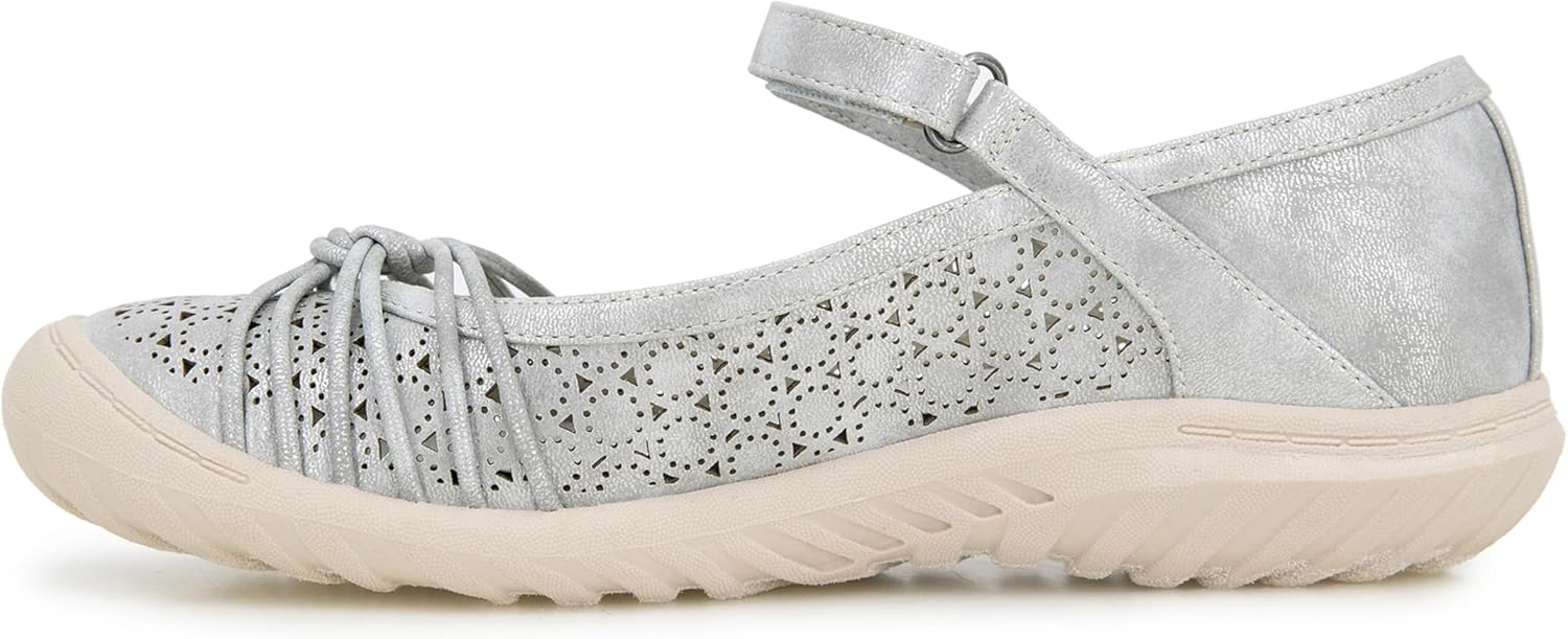 JBU Women's Ramy Mary Jane Flat, Silver Shimmer, 7 - Image 8