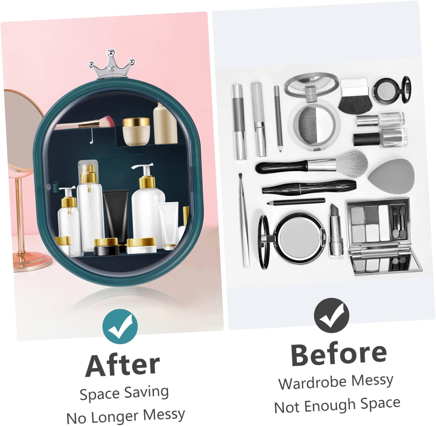 Didiseaon Wall-Mounted Hanging Makeup Organizer Rack No Drill Bathroom Cosmetic Storage Shelf Space-Saving Makeup Display Case for Vanity and Dresser