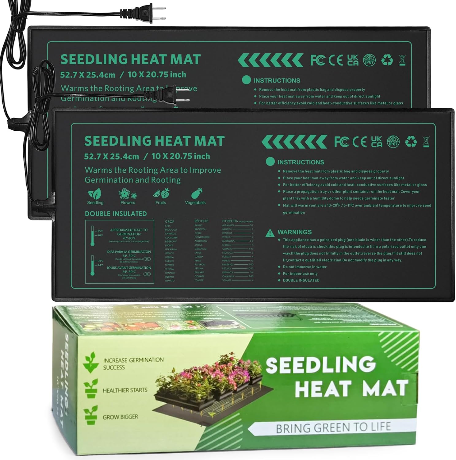 20W Thermal Starter Mat 10"x20" Waterproof Indoor Plants Gardening Hydroponics Greenhouse