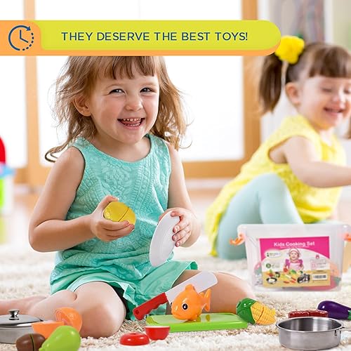 Miniatura 4 de FUNERICA Set de alta calidad de comida de juguete para niñosIncluye alimentos para jugarfrutas y vegetales que se pueden cortaravesmini ollas y