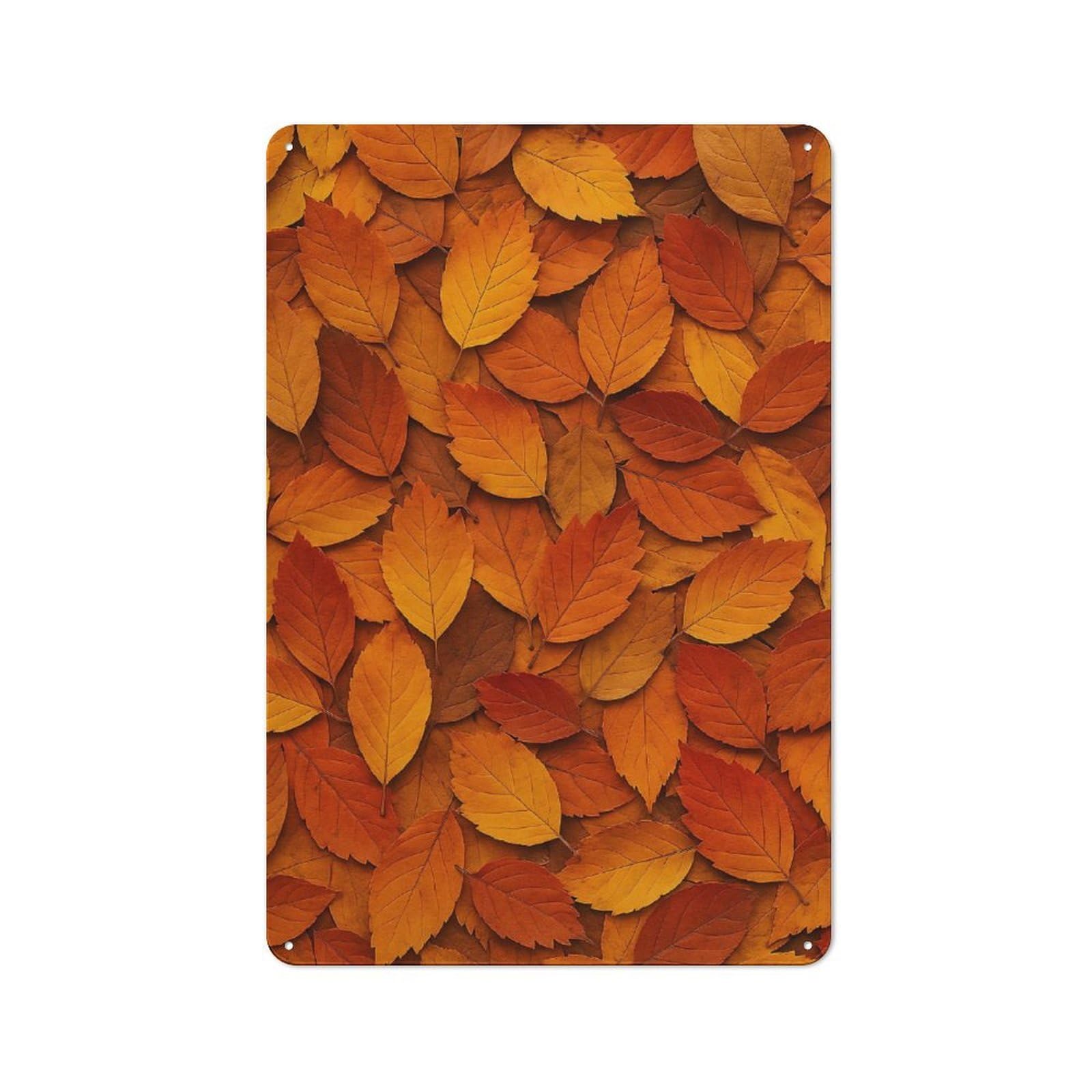 Junmoney Style-1 Tin Wall Plaque 30X20cm With Autumn Leaves Background For Garage Or Workshop, For Living Room, Hallway And Entrance Wall Decor