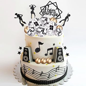 36Pcs Disco Ball Cake Toppers Music Dancing Themed Cake Cupcake Decorations Gold Balls Cake Toppers with Mirror Balls for 70s 80s 90s Disco Music Dance Theme Birthday Fever Wedding Party Supplies