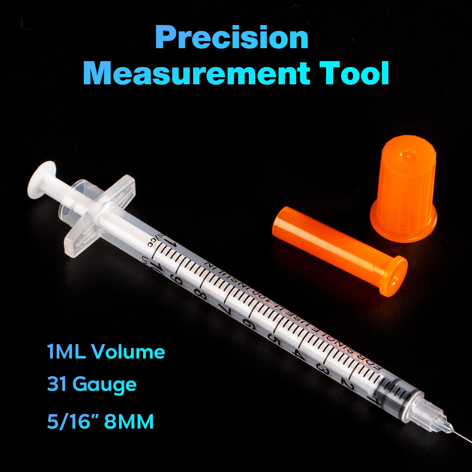 1ml/cc 31G Syringe 5/16" (8mm) Needle, Disposable Individual Package — Amazon image 2