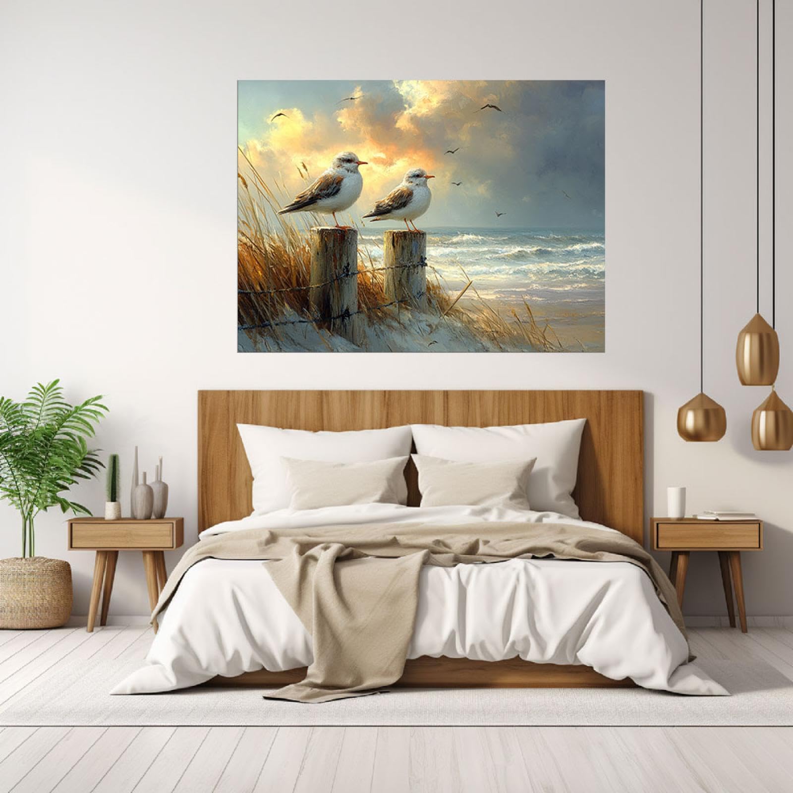 Amazon.co.jp: SHYAMIC 海絵 アート海 自然風景, 片足の鳥 海絵 アート