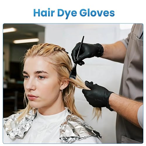 Miniatura 3 de Borje Guantes de nitrilo pequeños, 100 guantes desechables, negros, sin látex ni polvo, 6 mil, examen médico, seguros para alimentos, cocina,