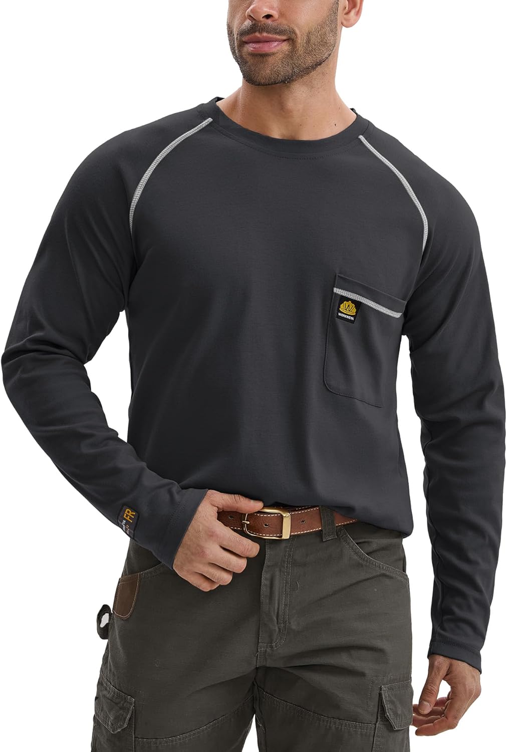 WORKWEYA FR Shirts Flame Resistant Shirt 6.5oz Men's NFPA 2112/CAT2 Long Sleeve Shirt - Image 6