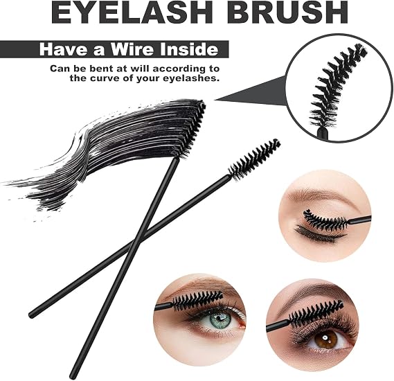 150 Disposable Mascara Wands & Lip Wands Set, 50 Eyelash Brushes, 50 Lip Brushes, 50 Micro Brushes with Organizer Box, Makeup Tool Kit for Eyelash Extensions
