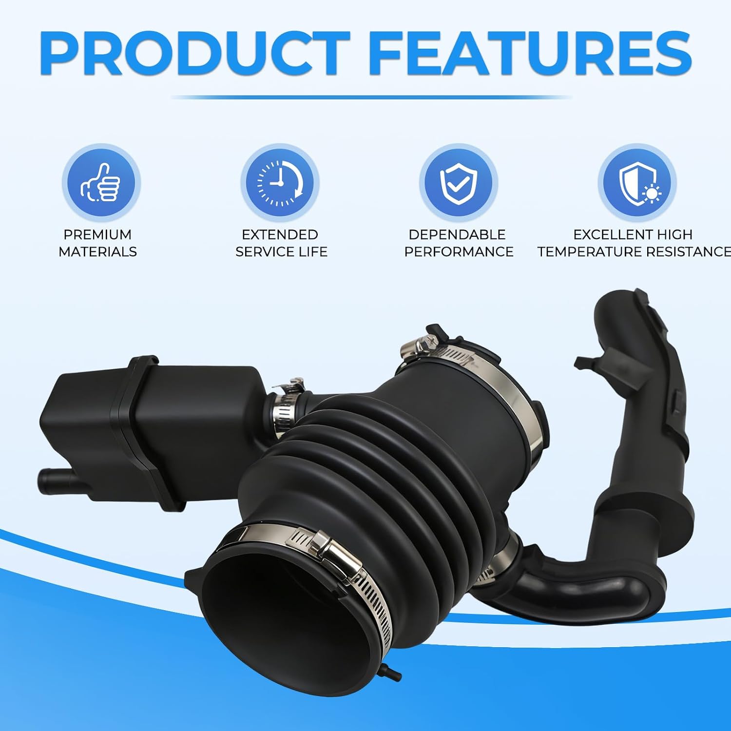 Engine Air Intake Hose with Clamps Compatible with Nissan Maxima 2009-2015 3.5L V6 Replaces # 696-169, 696169, 165764RA0A, 165769N00C, 165769N00D, 165769N00E