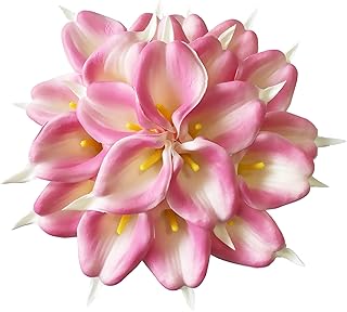 UKELER Pink Artificial Flowers 20 Pcs Fake Calla Lily Flowers Bulk Real Touch Calla Lily Gift for Woman Home Kitchen Office Decor Flowers Arrangement Wedding Decorations