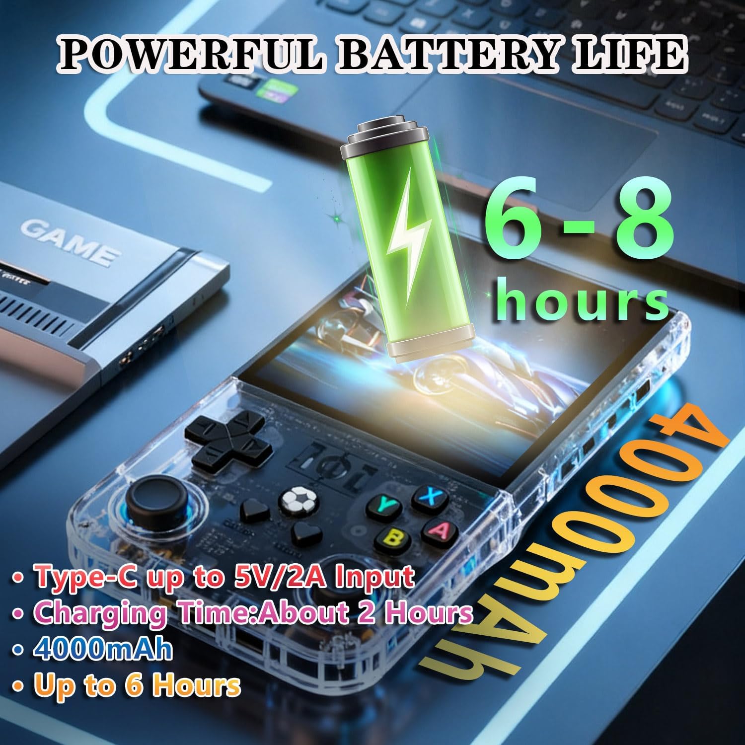 R36MAX Retro Handheld Game Console, 64GB Built-in Games, 4.0" IPS Screen, Save & Load Function, Portable Gaming Console for Travel, Adults & Nostalgic Players (Black R36MAX)