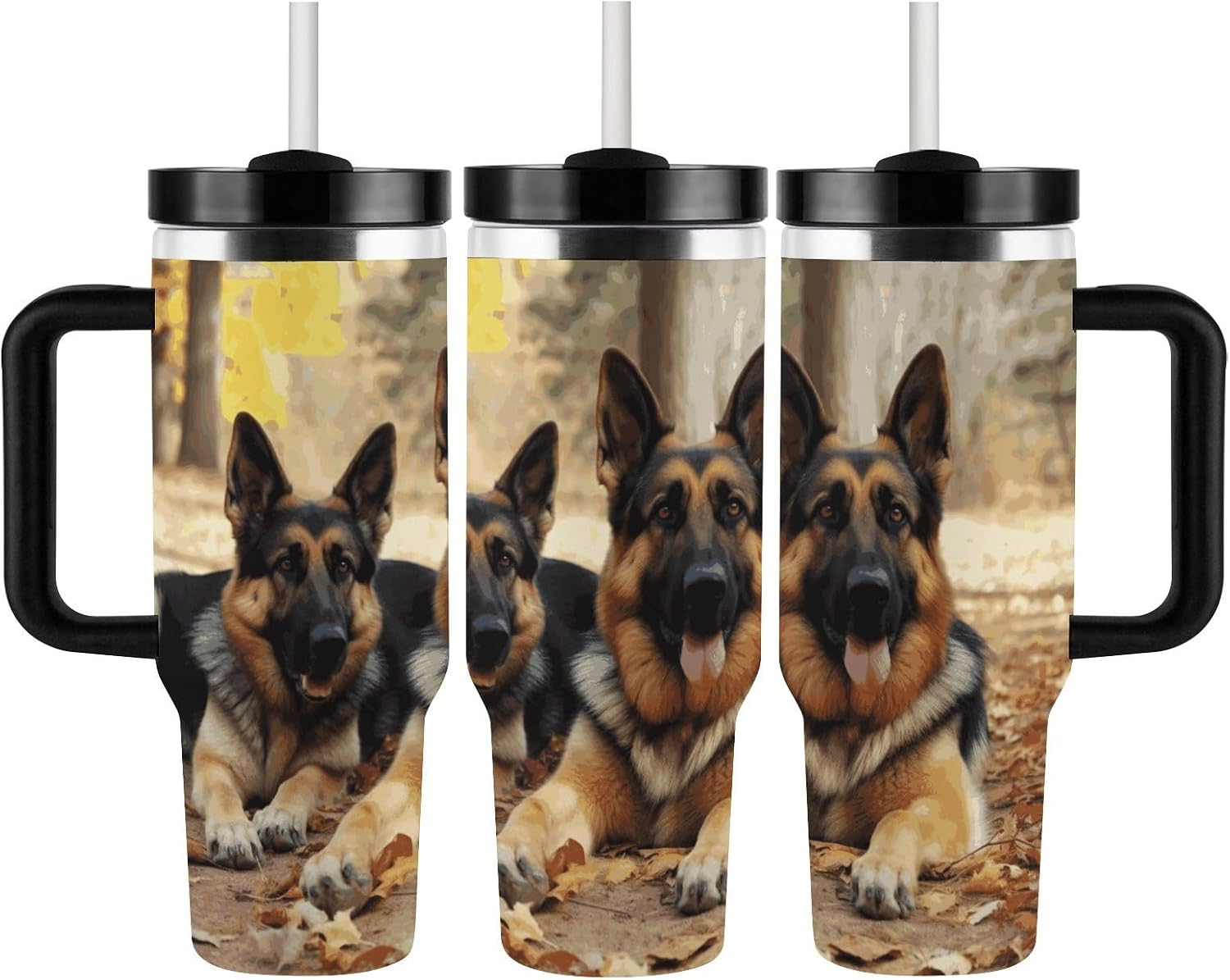 Stainless Steel 40oz Tumbler Travel Mugs, German Shepherd Dog image 3