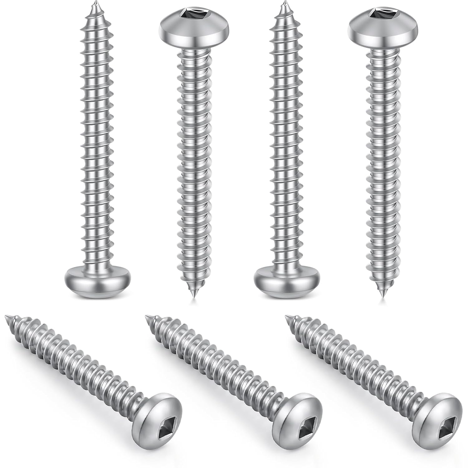 75 Pack #10 x 1-1/2-inch Pan Head Square Drive Sheet Metal Screw Stainless Steel 18-8 Self-Drilling Full Thread Rust & Corrosion Resistant Fits #2 Square Bit