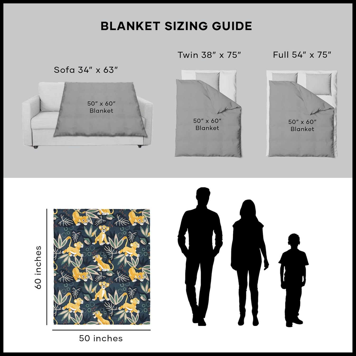 Disney Lion King, Simba Pattern, Silk Touch Throw Blanket, 50 x 60 Inches