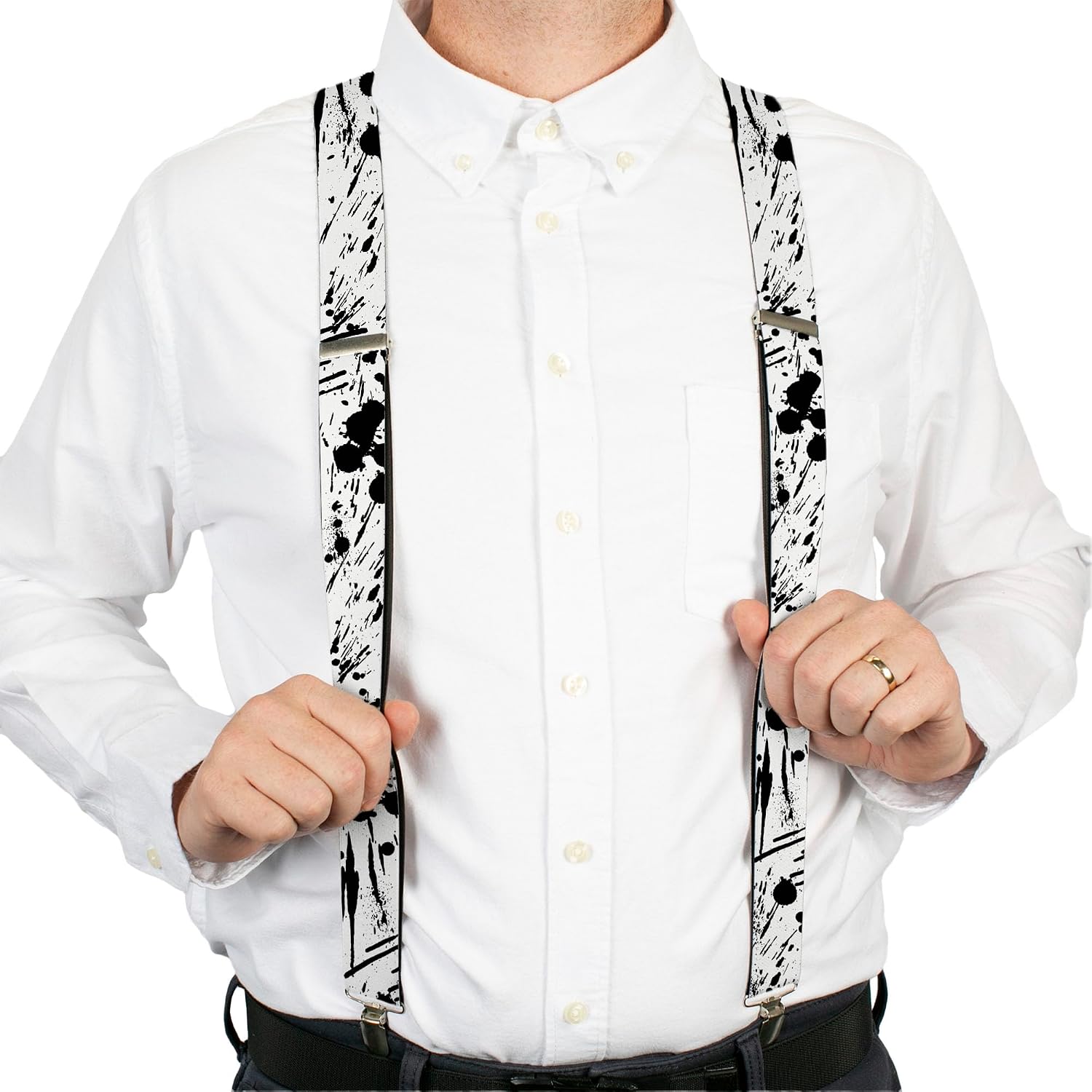 Buckle-Down Suspenders, Splatter White Black