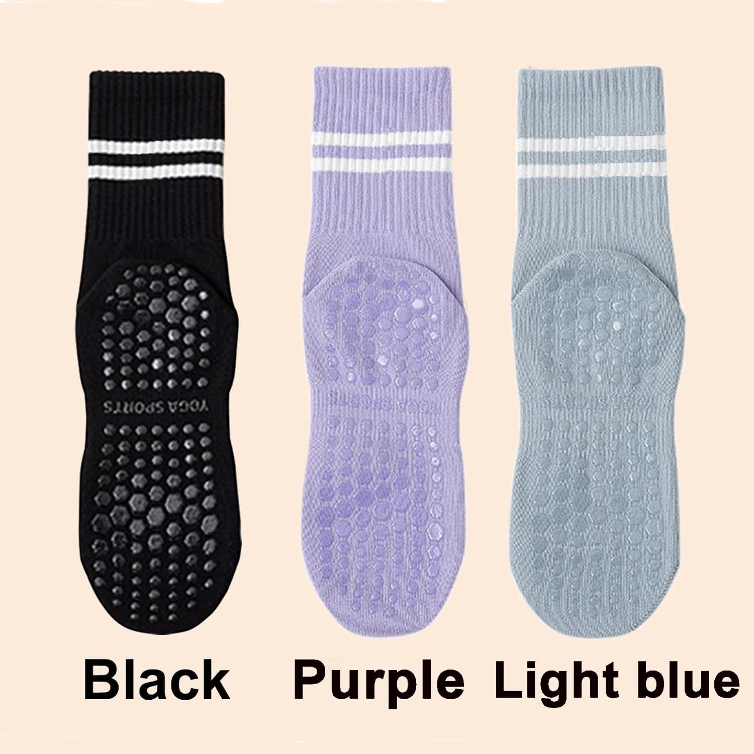 Pilates Socks for Women Non Slip Grip Socks 3 Pairs Yoga Socks