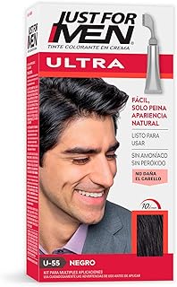 Just For Men Ultra Tinte para Canas Negro U55, Combina Perfectamente con tu Color de Cabello, Cepillo de Fácil Aplicación,...
