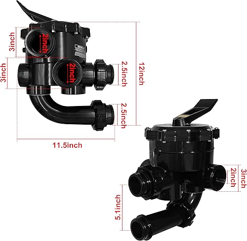 Miniatura 2 de SP0715XR50 Válvula de control compatible con Hayward Pro Series Vari-Flo, repuesto para filtro DE válvula multipuerto de 2 pulgadas (negro)