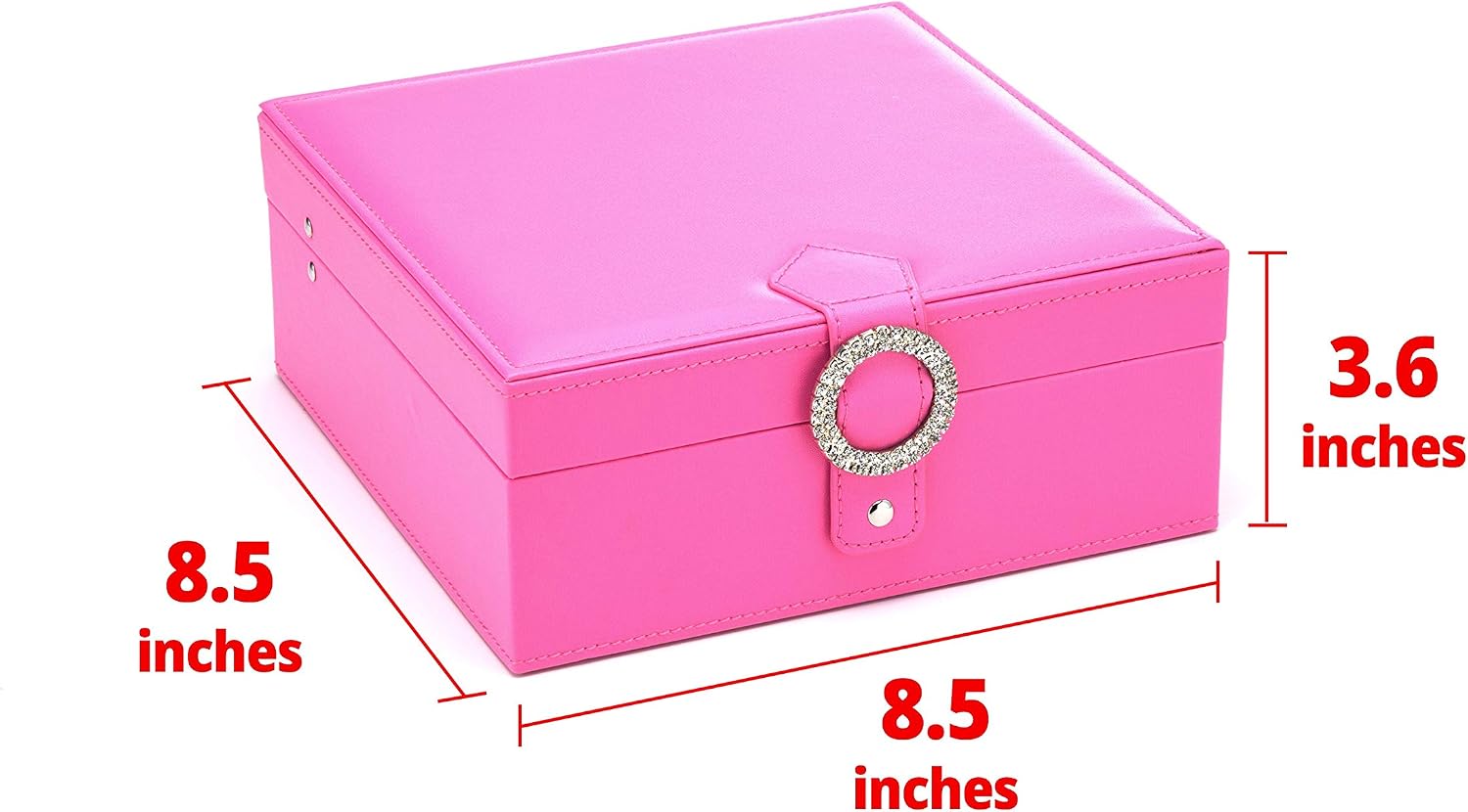 JackCubeDesign Leather 50 Slots Earring Organizer Storage Box Display with Mirror Inside Velvet Section Compartments Divider Jewelry Tray Case Holder(Pink, 8.5 x 8.5 x 3.6 inches) – :MK355C