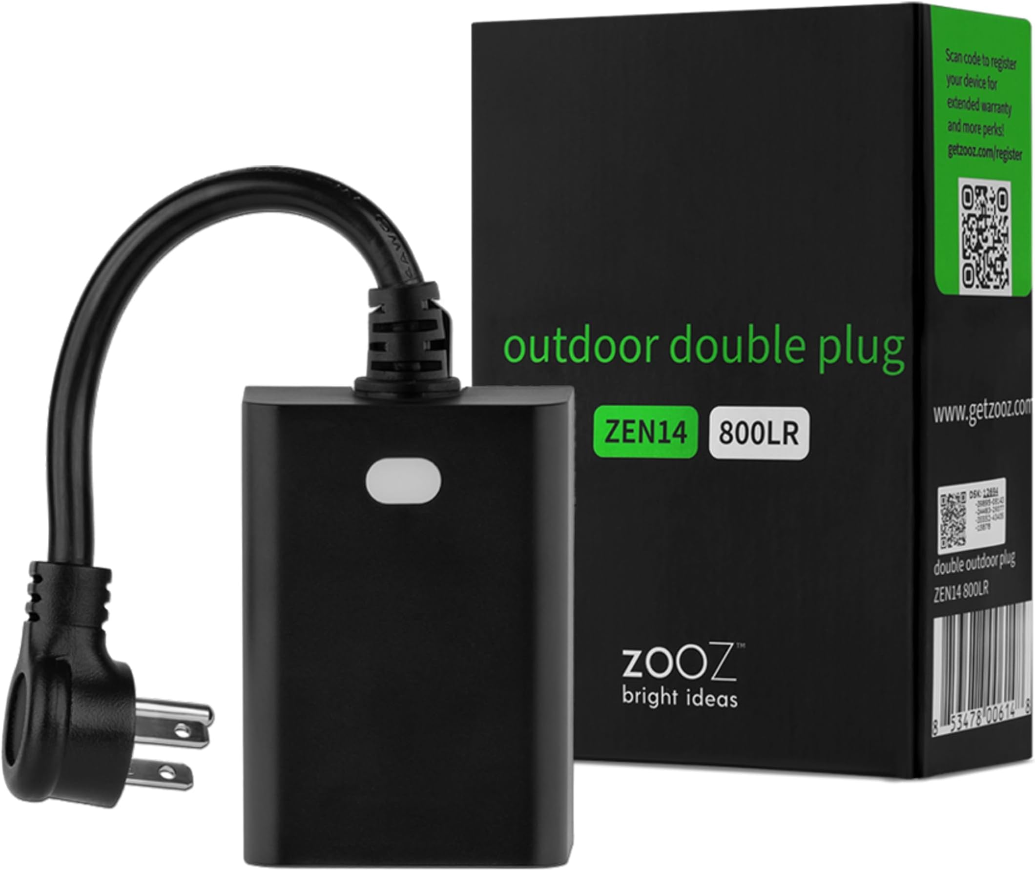 800 Series Z-Wave Long Range Outdoor Double Plug ZEN14 | Hub Required | Works with The Z-Box Hub, Home Assistant, and Hubitat