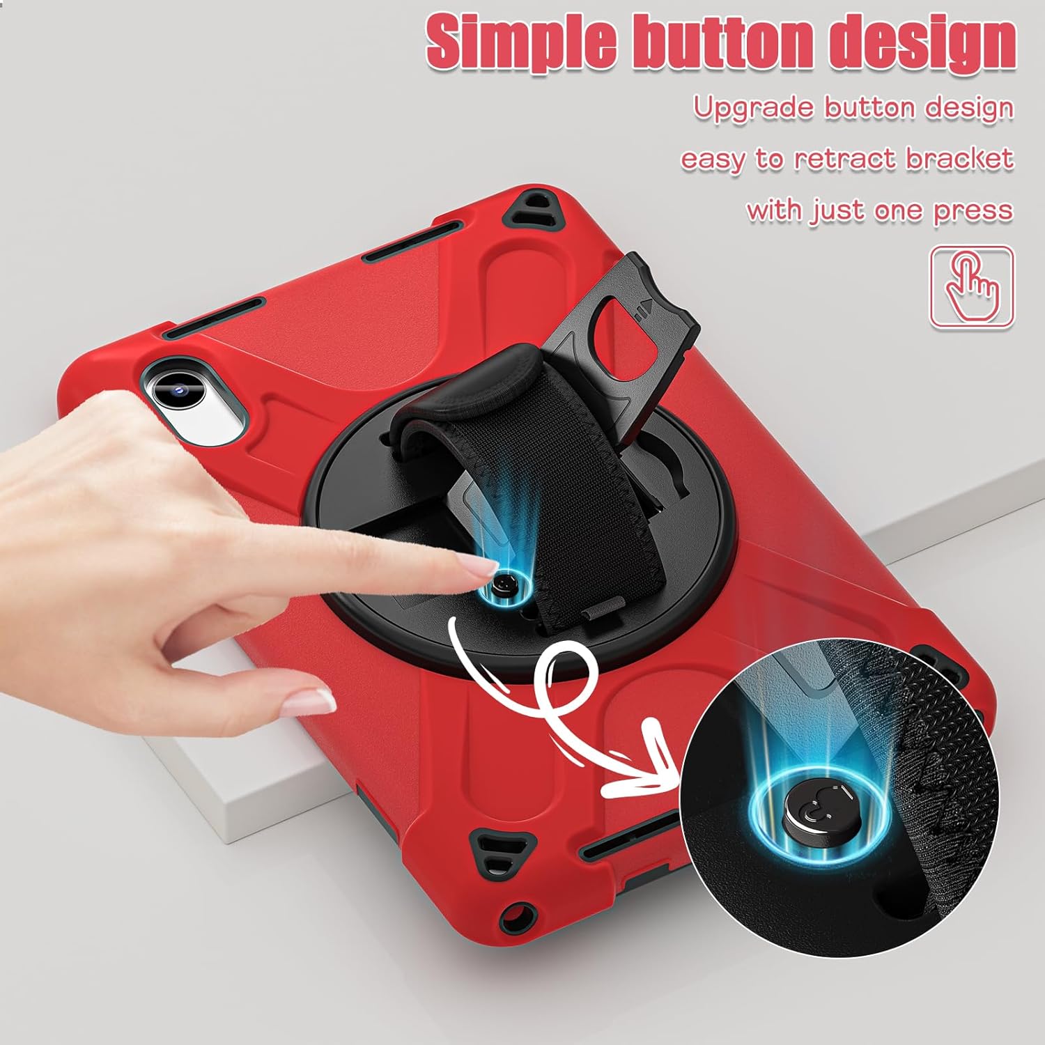 TSQQST Case for Lenovo Idea Tab 11" 2025 /Tab M11 2024 /K11 LTE, Military Grade Heavy Duty Rugged Protective Case with 360° Rotating Stand+Hand Shoulder Strap | Red