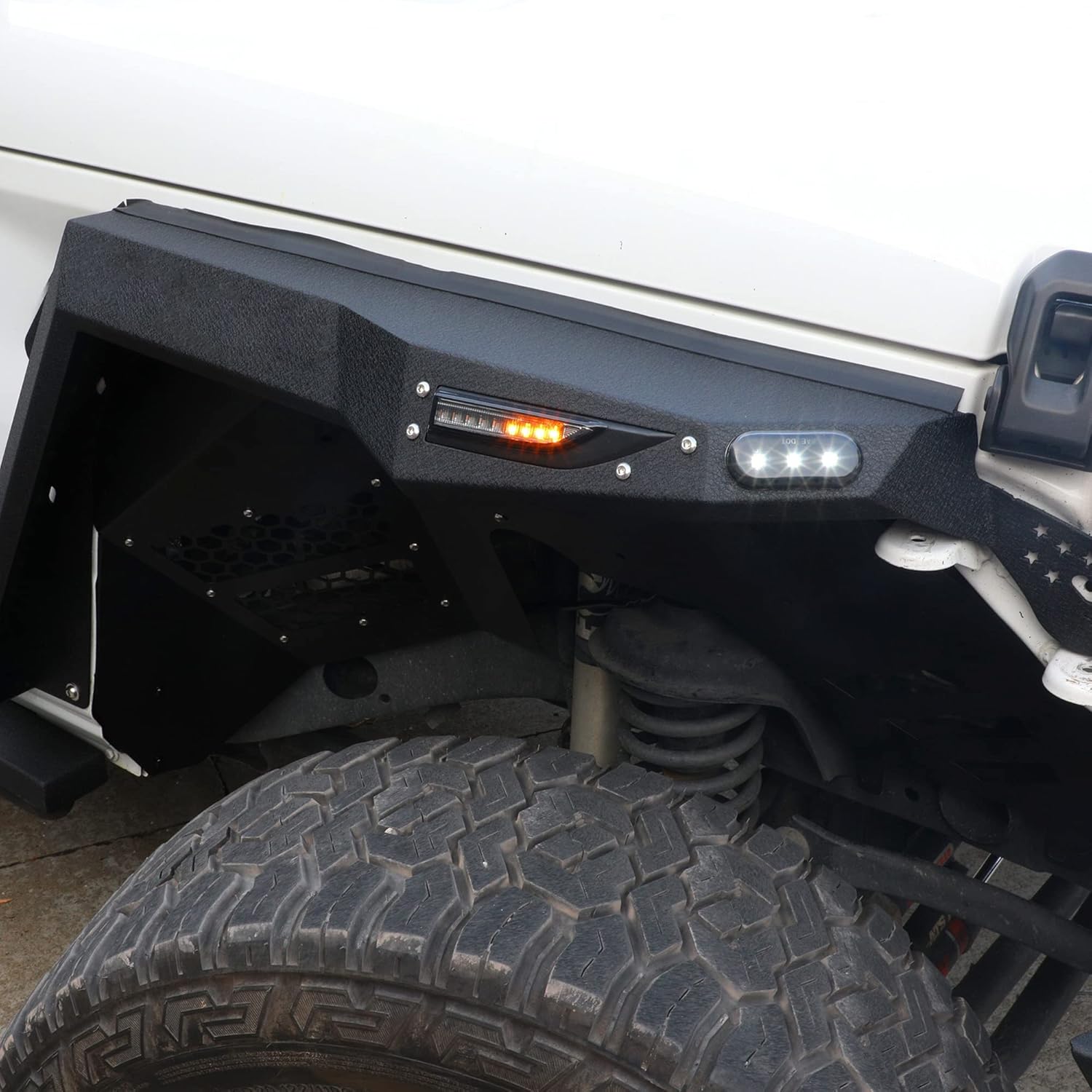 WOLFSTORM Steel Fender Flares Fit for 2018-2026 Wrangler JL 4 Doors/2 Door, LED DRL Lights and Sequential LED Turn Lights, Wrangler JL/JLU Fender Flares Replacement Exterior Accessories