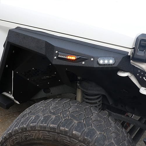 Miniatura 4 de WOLFSTORM Guardabarros de acero para Jeep Wrangler JL 2018-2023 de 4 puertas2 puertas, luces LED DRL y luces de giro LED secuenciales, accesorios