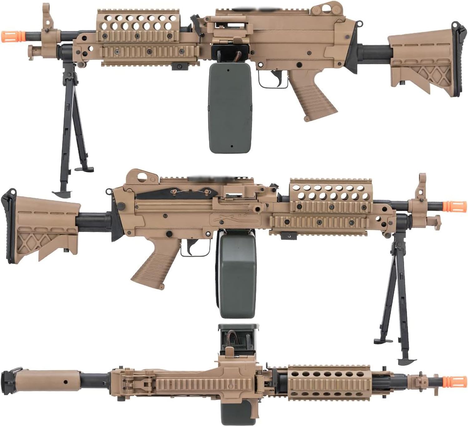 Evike Airsoft - A&K/Cybergun FN Licensed Middleweight M249 Minimi Airsoft Saw (Model: MK46 / Dark Earth)