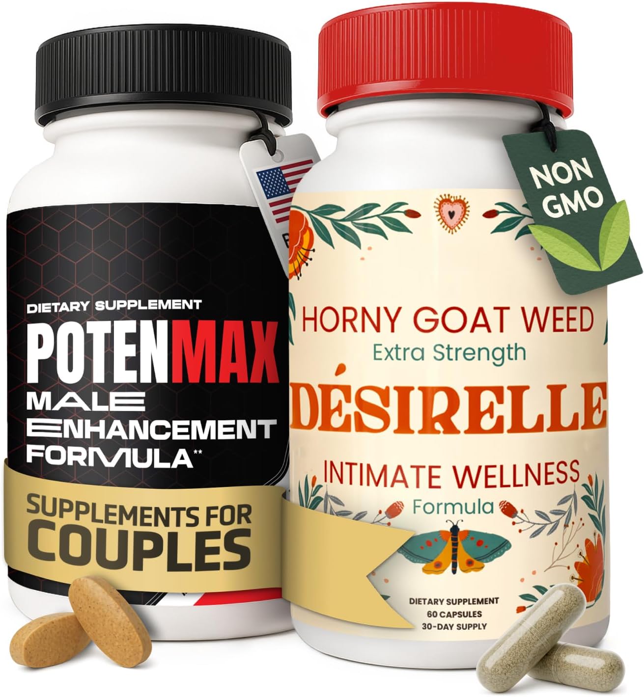 Libido Booster for Women Bundle with Natural Testosterone Booster for Men – Supplement for Couples' Energy, Performance & Desire (2 Items)