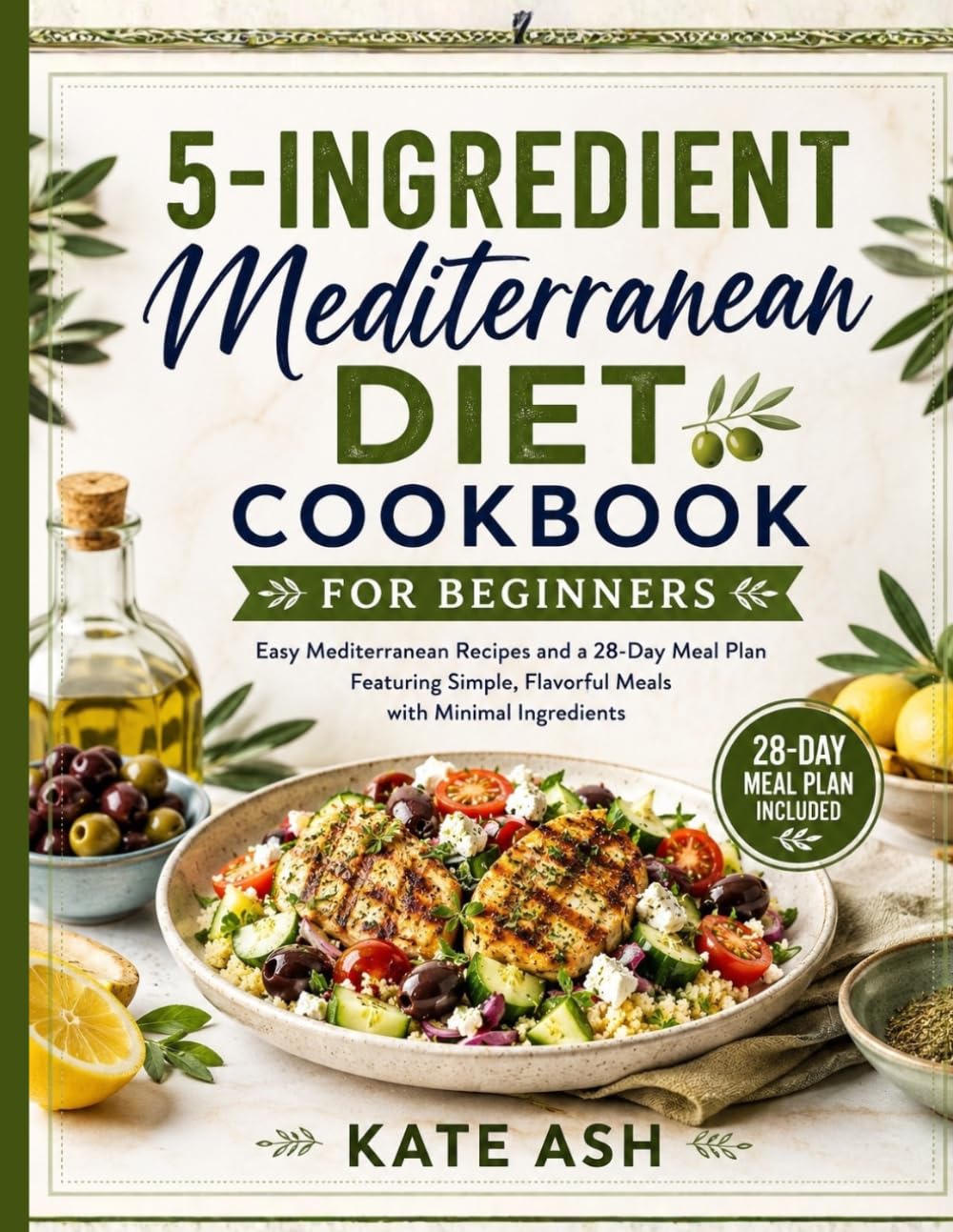 5-Ingredient Mediterranean Diet Cookbook for Beginners: Easy Mediterranean Recipes and a 28-Day Meal Plan Featuring Simple, Flavorful Meals with Minimal Ing Redients