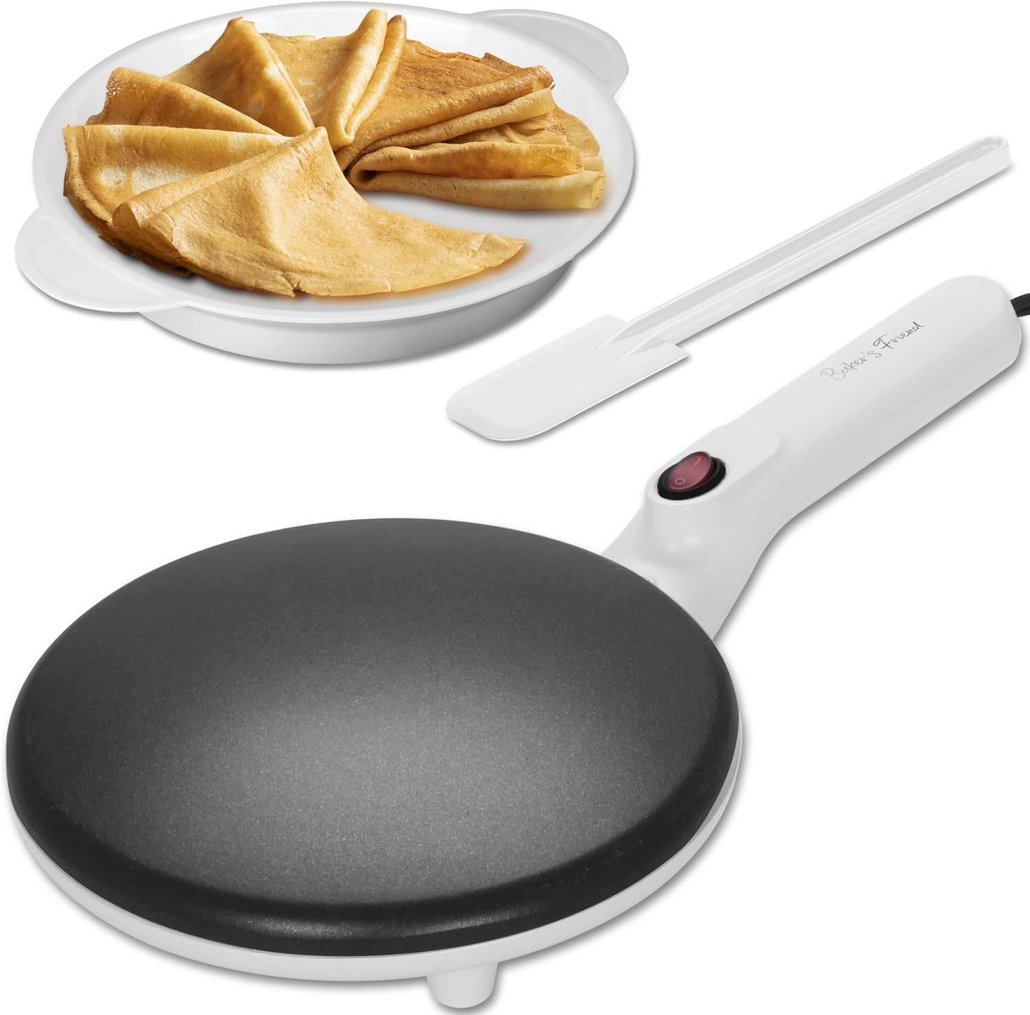 Baker’s Friend Instant Crepe Maker with Handle, Electric Crepe Maker Machine, Crepera Electrica, 8 Inch Non-stick Cooking Surface, Creamy White Baker’s Friend Instant Crepe Maker with Handle, Electric Crepe Maker Machine, Crepera Electrica, 8 Inch Non-stick Cooking Surface, Creamy White
