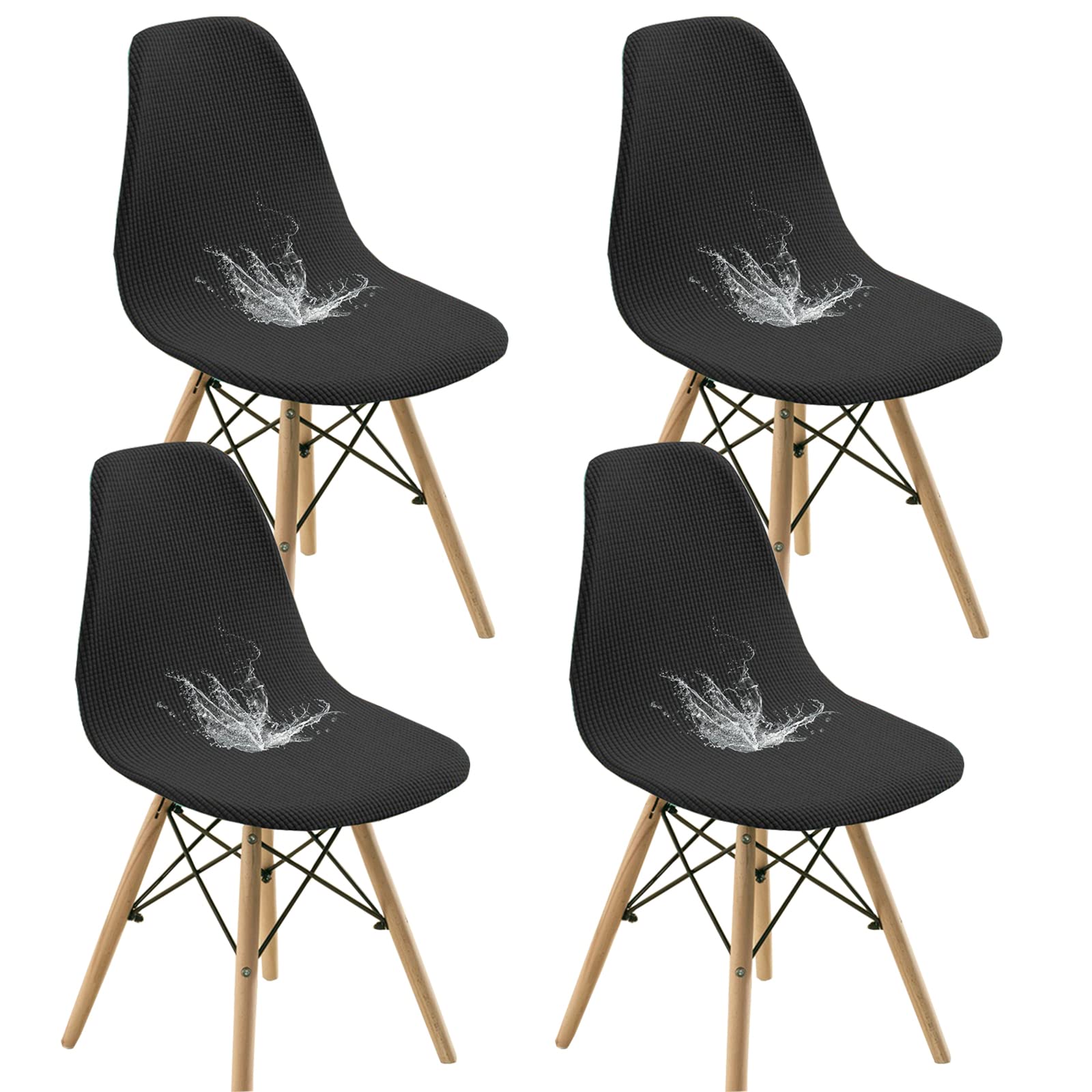 Bestenrose Black Water Resistant Shell Dining Chair Cover Jacquard Stretch Armless Chair Slipcovers Removable Washable Seat Cover For Kitchen Banquet Home Hotel Side Chairs Slipcover (Set Of 4, )