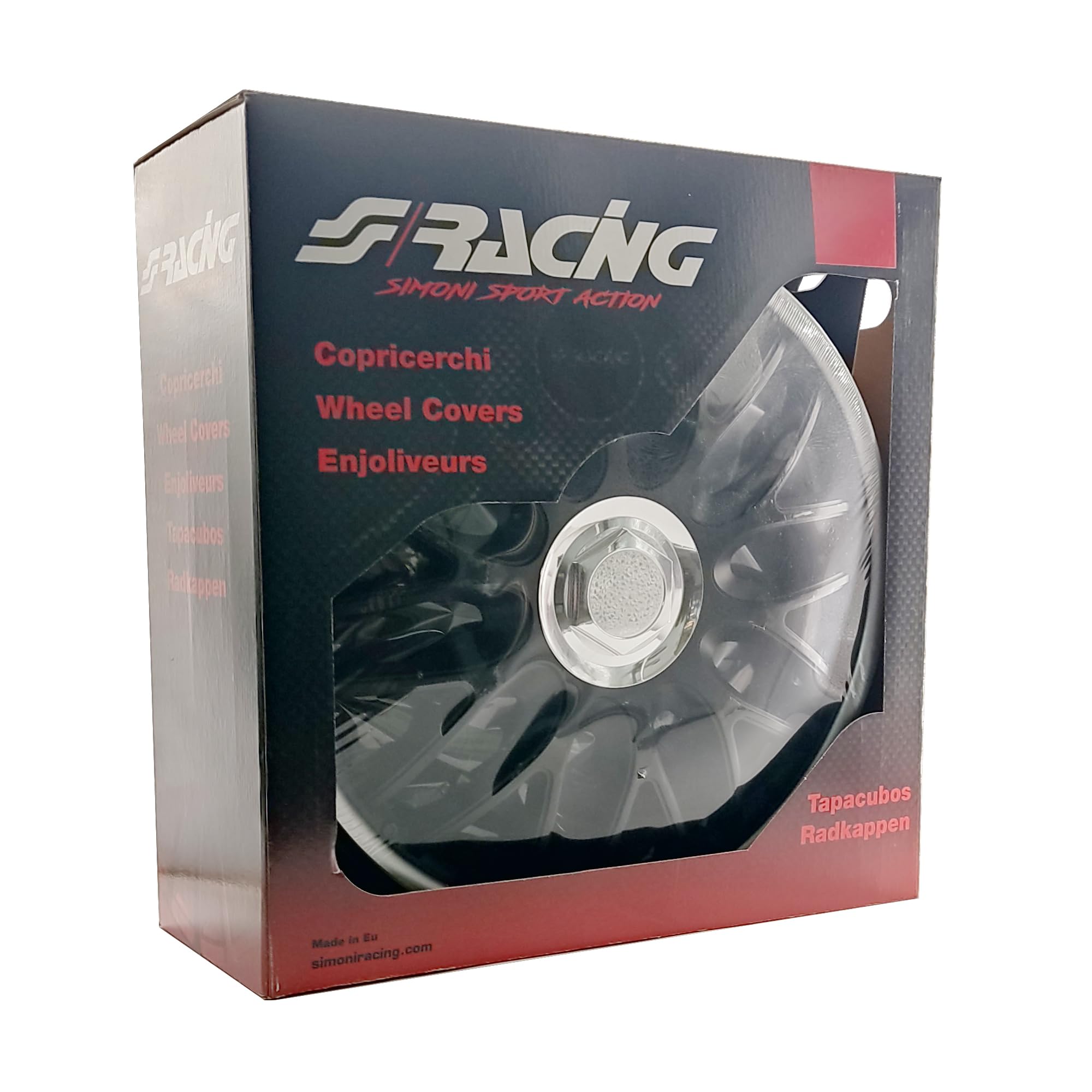 Simoni Racing ORD/14S, Set 4 Copricerchi universali Orden S da 14" pollici, Copriruota auto Nero