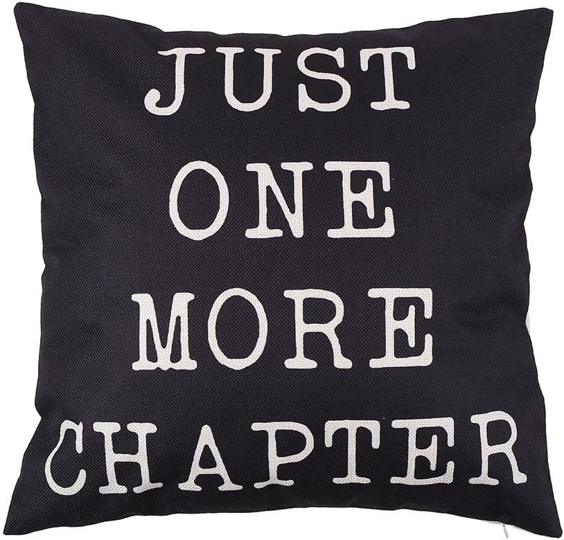 Dolphineshow Unique Pillow Shams Gifts for Lover Printed Cotton Linen Square JUST ONE More Chapter Pattern Sofa Simple Home Decor Throw Pillow Cases Cushion Cover 18x18