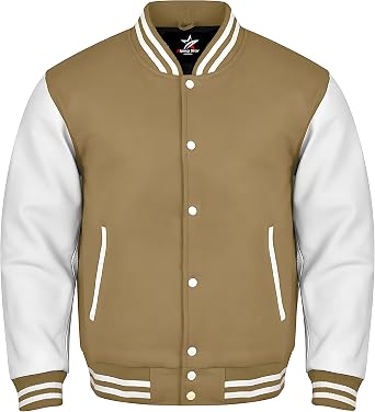 SUPREEM 30 Colors Option Varsity Bomber Baseball Letterman Jackets Genuine Leather Sleeves Wool Body