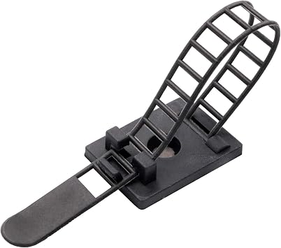 Mini Cable Clips 3M Adhesive, Multipurpose Cord and Wire Organizer for Cable Management Adjustable Large - 60 Pack Bundled with 10 Bonus Reusable Cable Ties Black