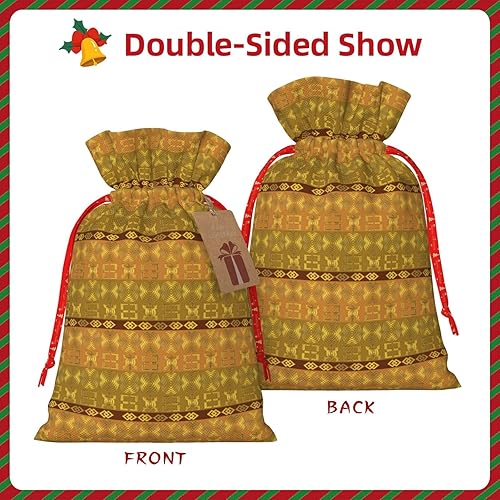 Miniatura 3 de Christmas Gift Bag, Ethnic African Pattern With Adinkra Simbols Drawstring Burlap Gift Bags Xmas Wrapping Bags For Wedding Favors Candy Bags Party
