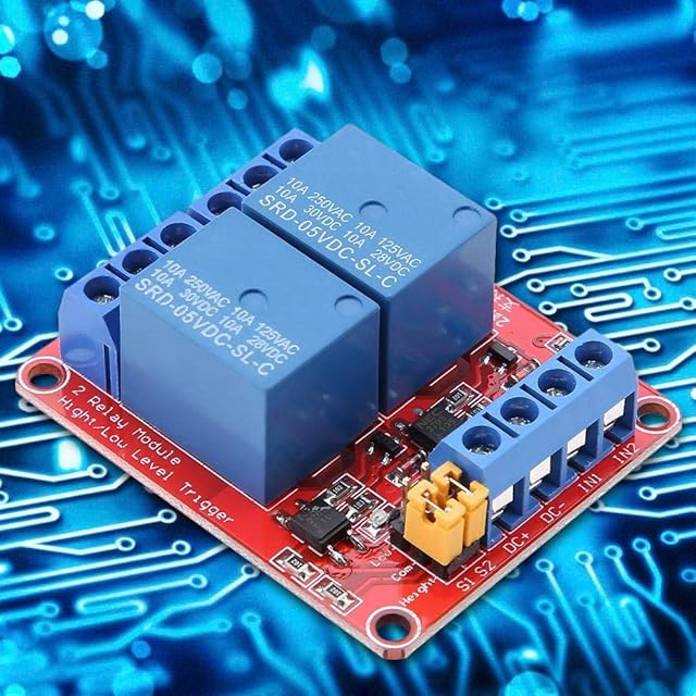 5V Relay Module, 2 Channel Relay Module Power Relay Module Board with Optocoupler Isolation High and Low Level Trigger(5V)
