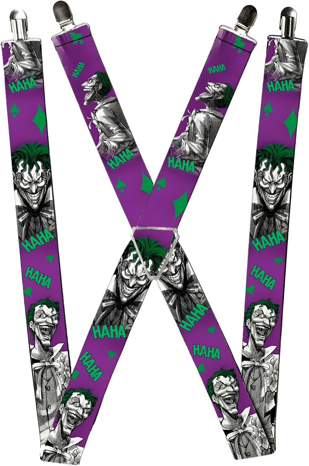 Buckle-Down Suspenders - Joker Laughing Poses Haha Purple/green/black/wh Accessory