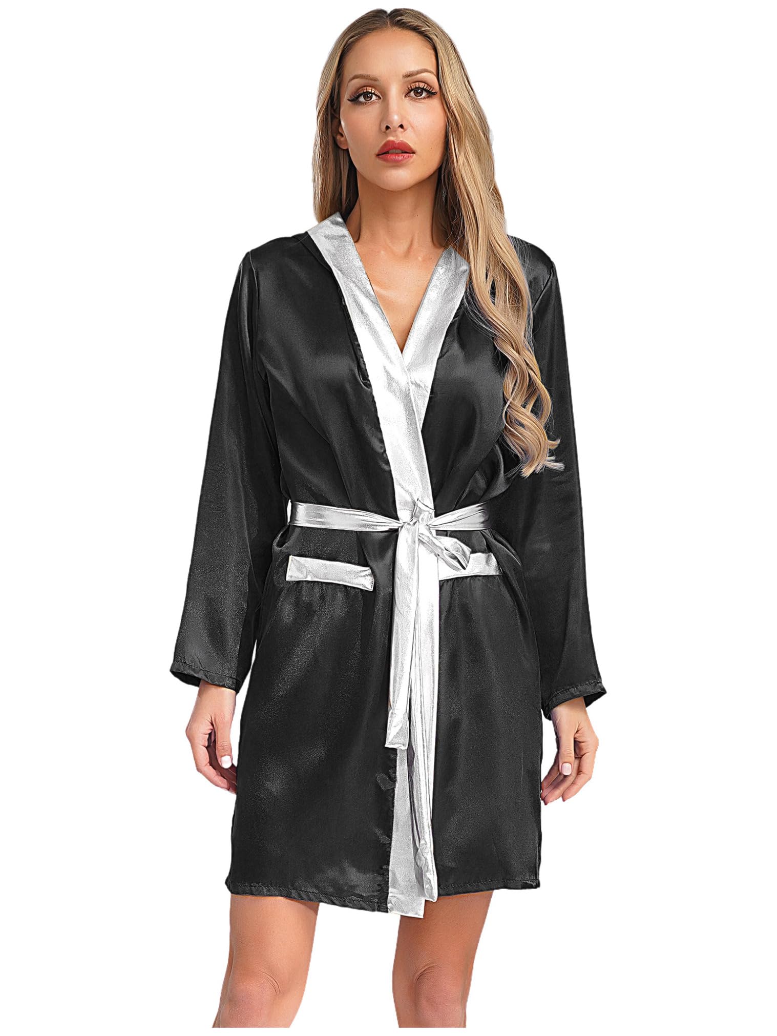 JEATHA Femme Robe De Boxe À Capuche Peignoir De Bain Manches Longues Robe De Bain Peignoir À Capuche