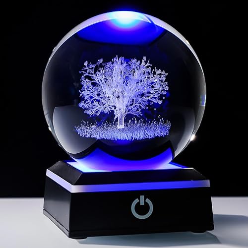 Vista 14 de Enjinkail Bola de cristal 3D, tortuga marina, regalos para mujeres y hombres, adorno de globo de nieve con base LED, luz nocturna, figuras