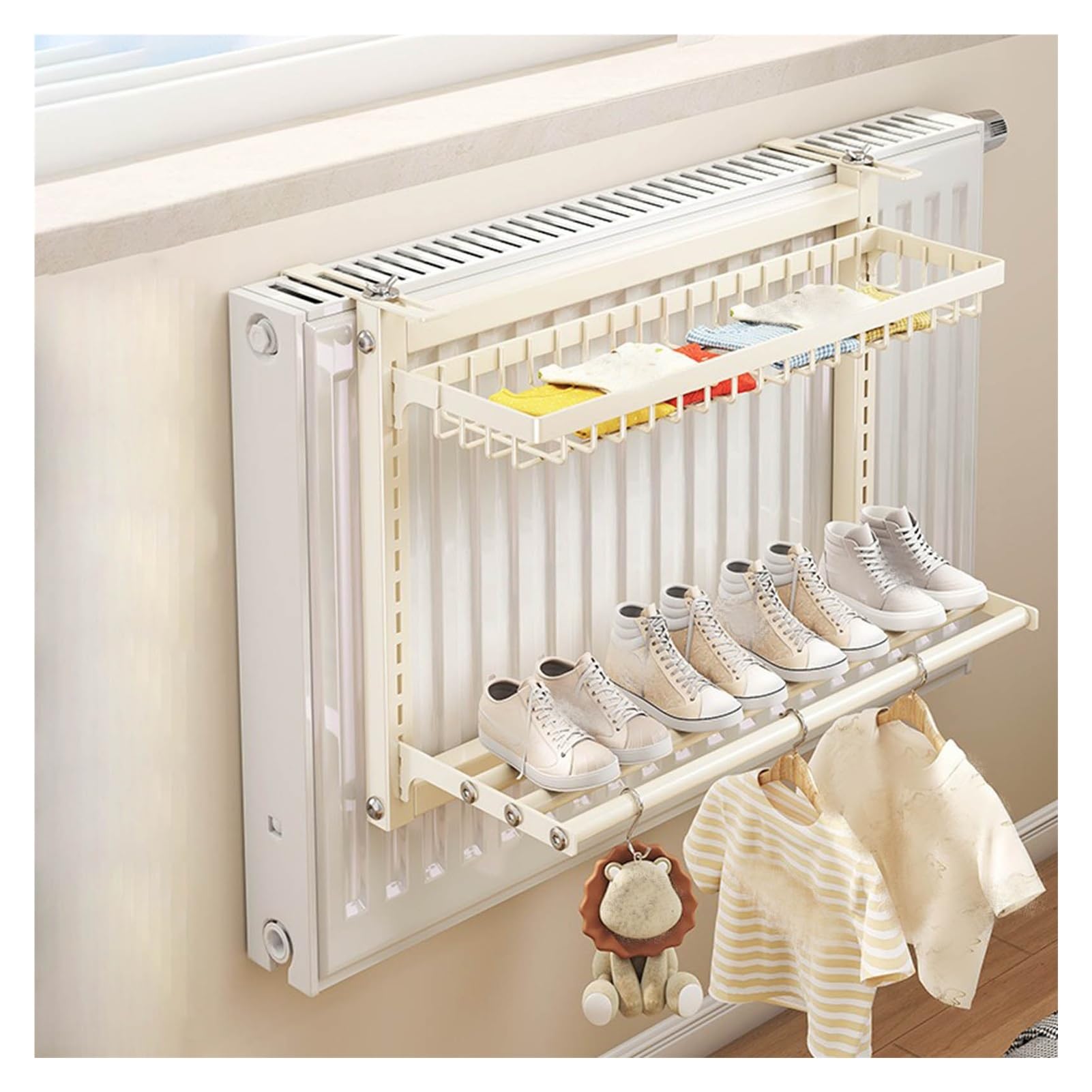 Floating Radiator Storage Shelf Rack White Radiator Storage Rack 23.6in No Drilling Decorative Shelf