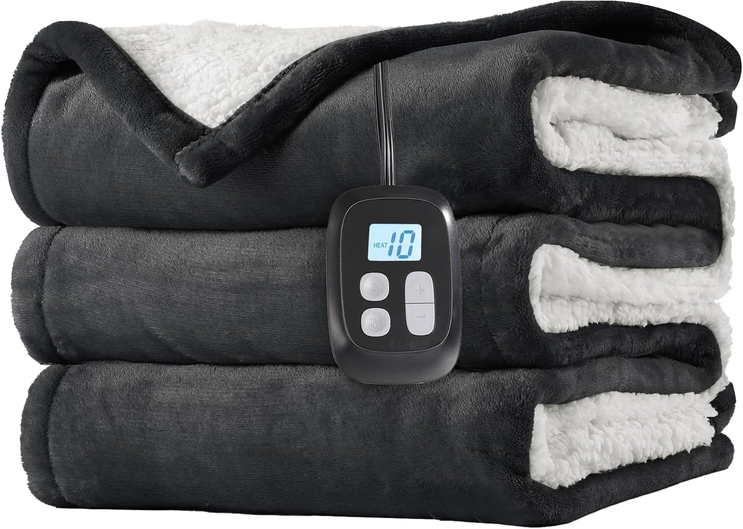 Electric Heated Blanket Full Size 72" x 84", Leopard Print Dual-Sided Flannel Sherpa, LCD Display 10 Heat Levels 1-12H Auto-Off, ETL Certified Machine Washable for Bed & Couch, Black Red