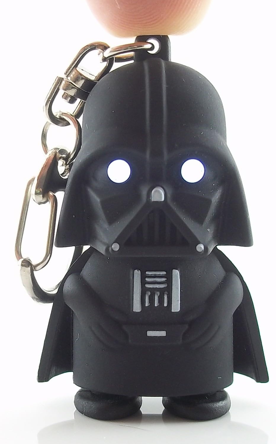Darth Vader Light Up Key Chain – Tough Black Rubber Plastic Construction With Push Button Helmet to Activate Evil LED Eyes