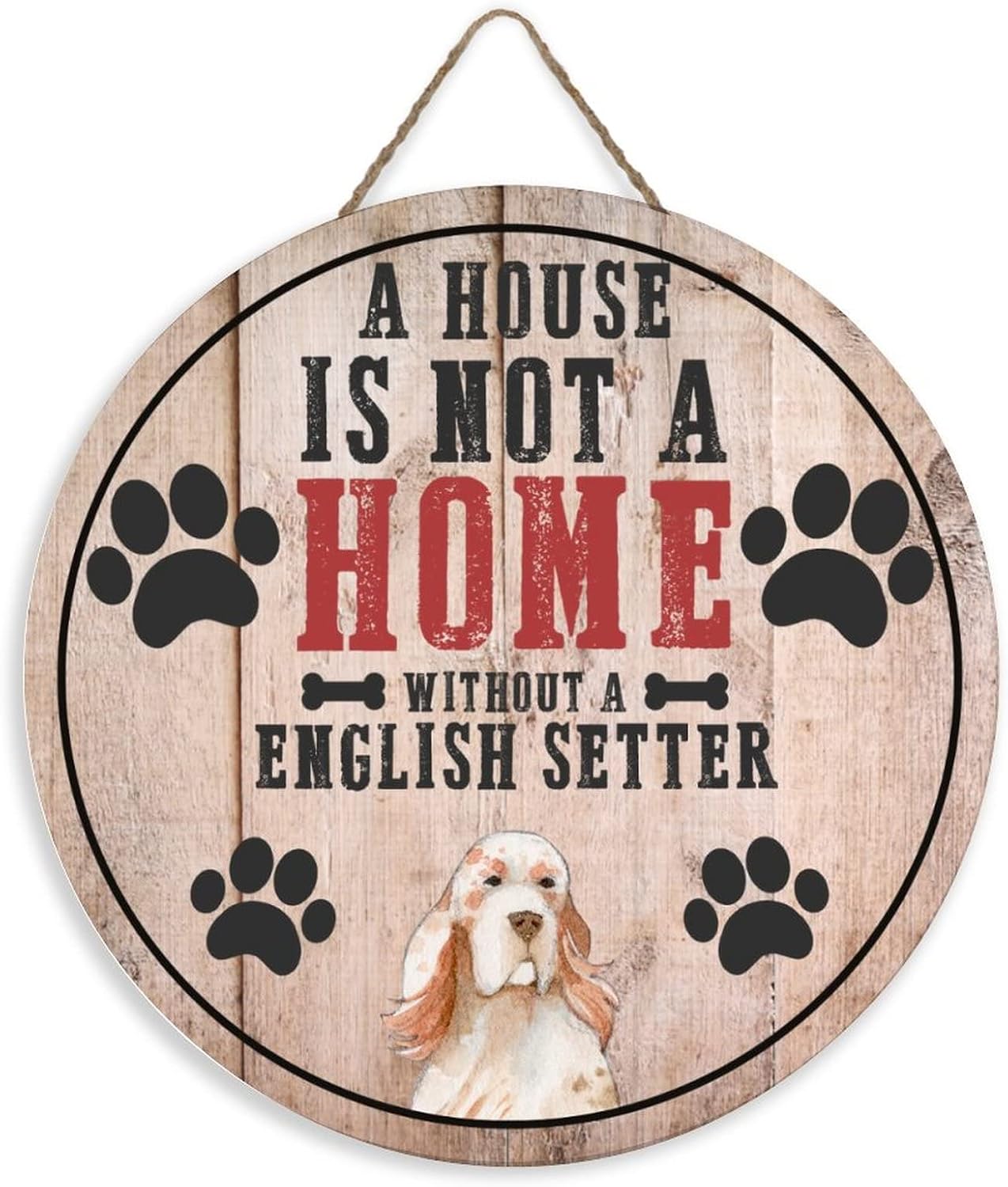 Mutilovely Vintage Dog Wood Sign with Paw Print Funny Pet Quote Words A House Is Not A Home Without A Dobermann Farmhouse Home Wall Front Door Hanger for Nursery Room House Decor Dog Mom Gift, 12"