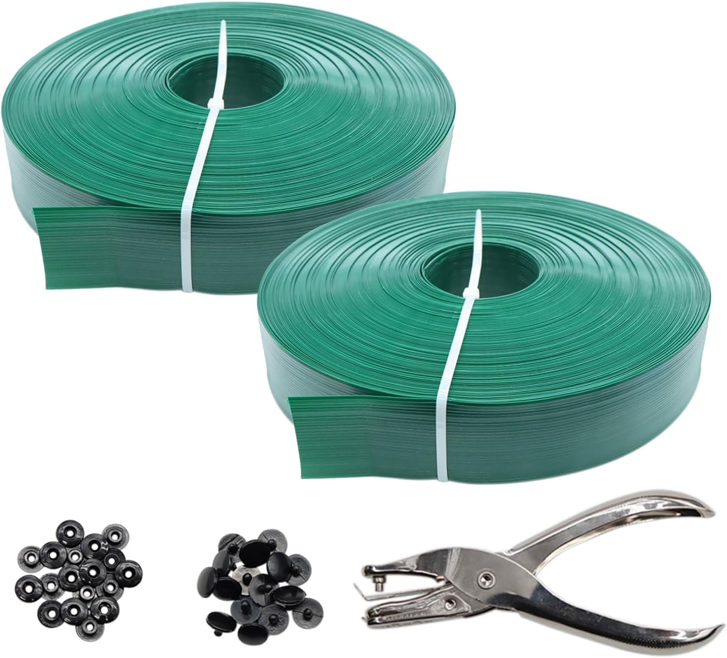 Chain Link Fence Privacy Tape, 2 Rolls of 246ft x 0.15ft Chain Link Fence Slats, Fence Covering Privacy, Green (400PCS Buttons + 1 Puncher Included)