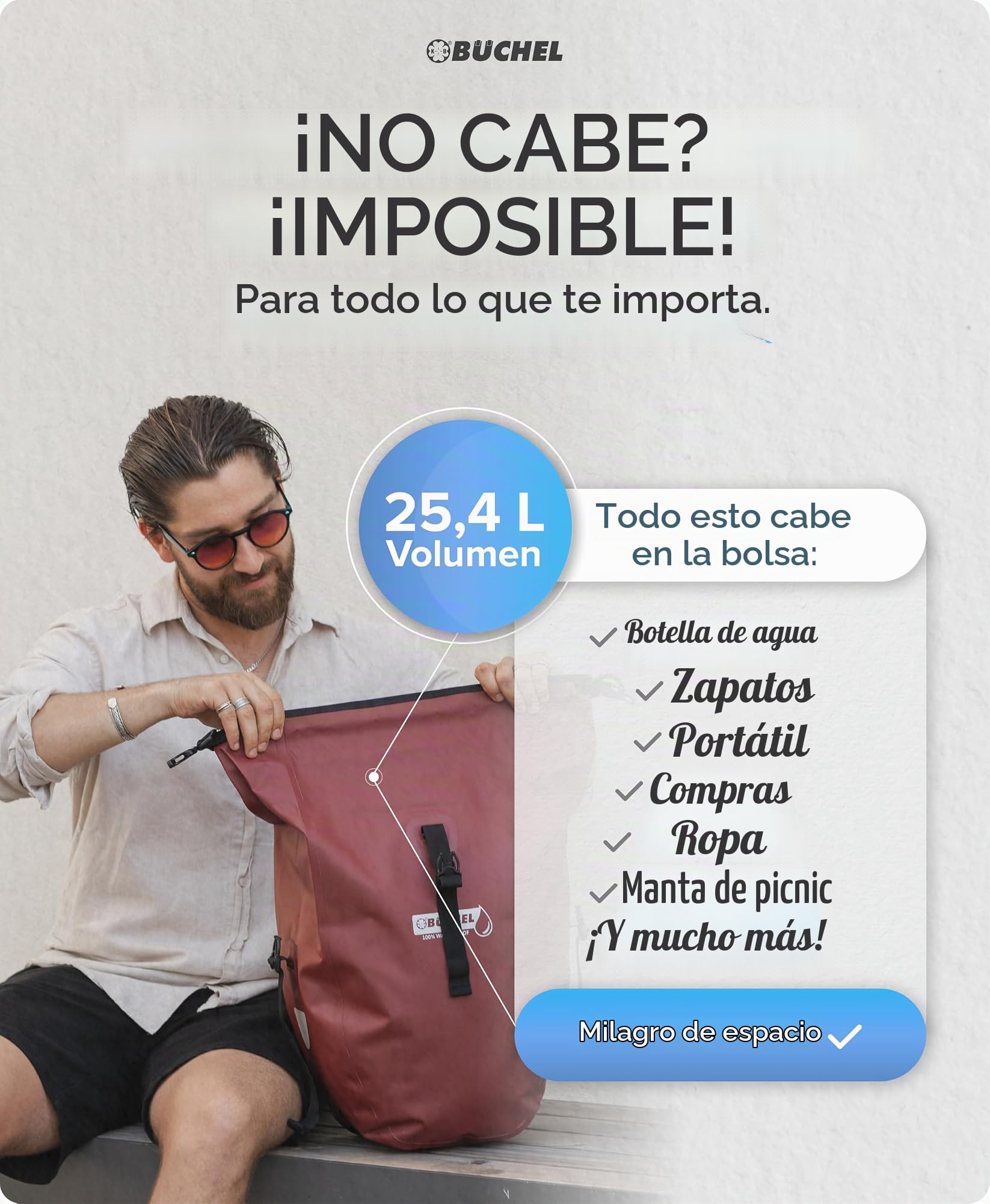 Büchel Alforjas para portaequipajes, 2 Unidades, 25,4 L – 100% Impermeable, con asa y Correa para el Hombro, Bolsa para Bicicleta, Bolsa para portaequipajes, Bolsas traseras para Bicicleta