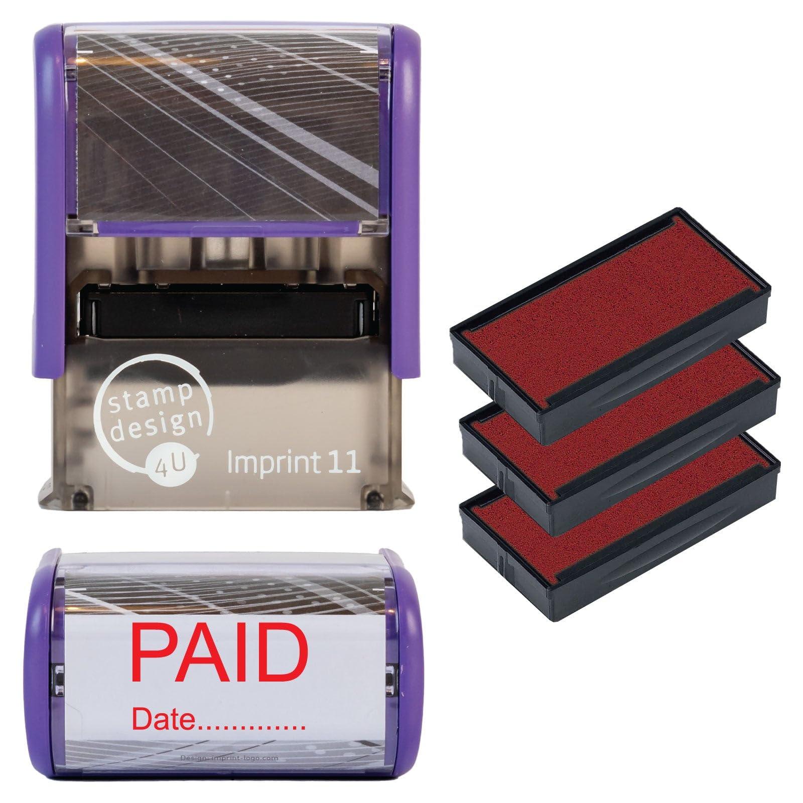 Paid with Date Rubber Stamp Self Inking- SD4U Imprint 11 38 x 14mm - Capital Bold Lettering to Ink Your Documents