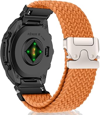 Nylon Band for 51mm of Garmin Fenix 8 Pro/Quatix 8/Tactix 8/D2 Mach 2, 26mm QuickFit Stretchy Braided Nylon Sport Strap for Garmin Fenix 7X/7X Pro/6X, D2 Mach 1 Pro, Enduro 3/2 - Orange
