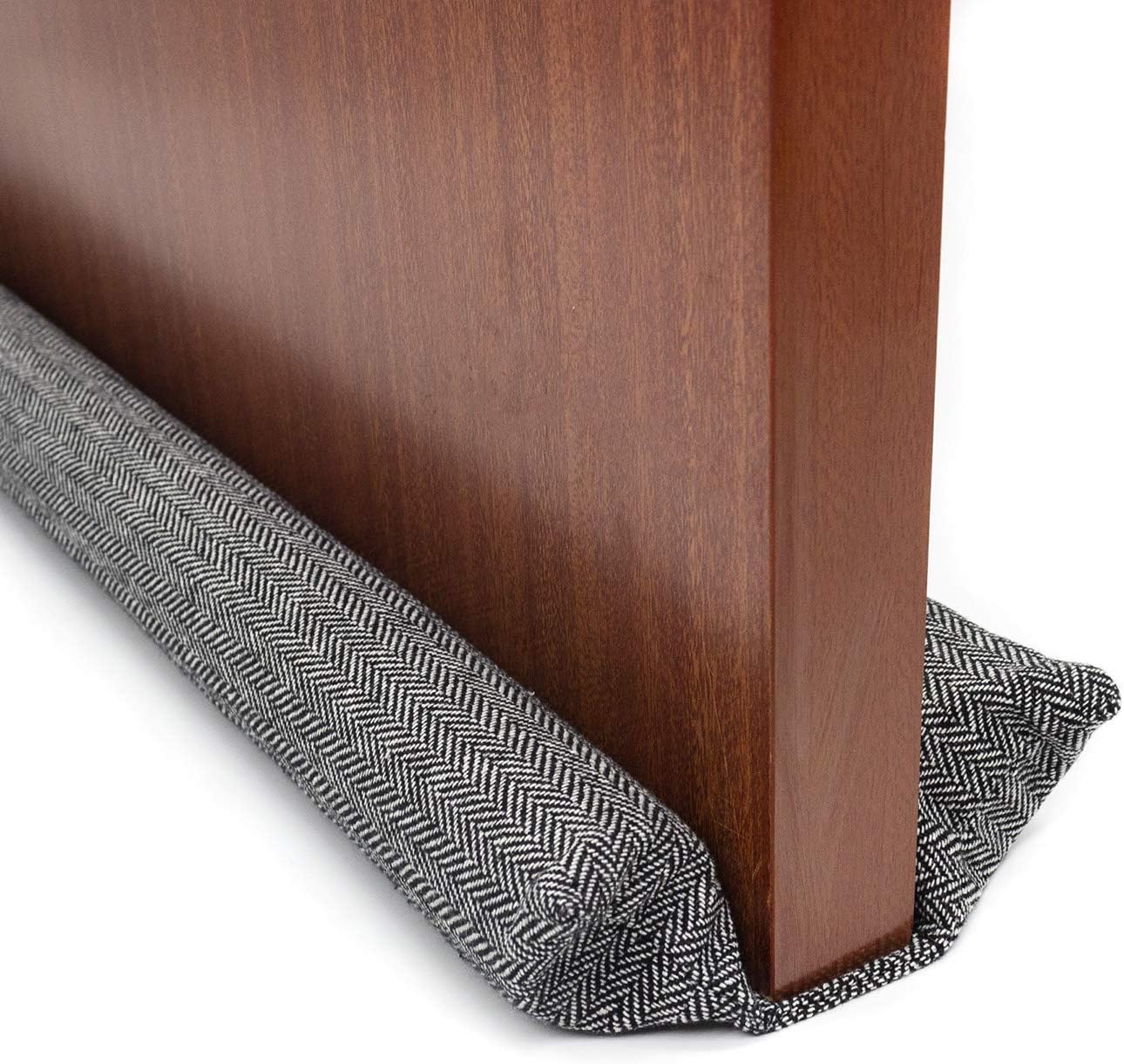 FALIDI Under Door Draft Stopper-Twin Draft Guard Stoppers for Bottom of Doors Windows Adjustable 30-36 Inch and Machine Washable（Rayon，Black & White）